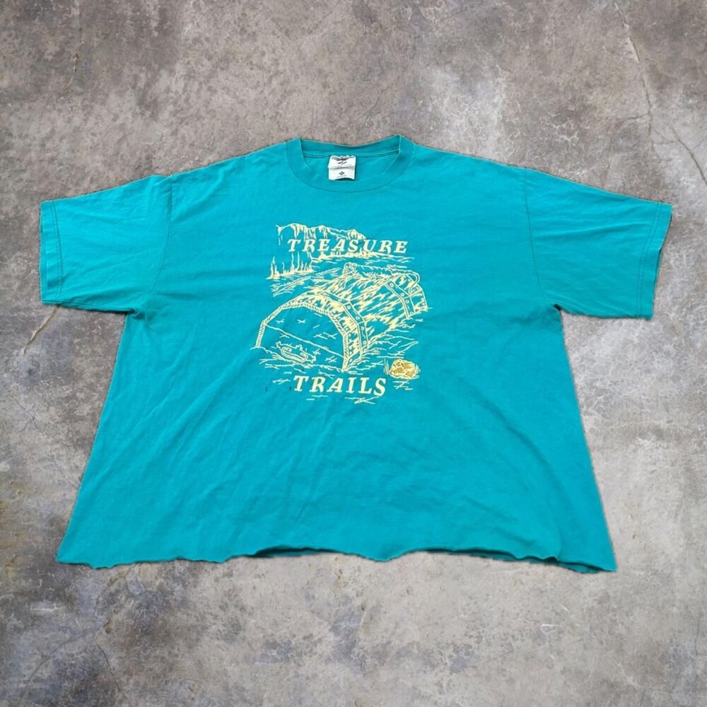 Jerzees Men's Blue and Green T-shirt